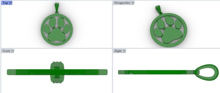 Dog Paw Print Pendant Hollow Footprint Necklace Memorial Jewelry 3D print model_20