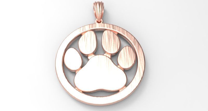 Dog Paw Print Pendant Hollow Footprint Necklace Memorial Jewelry 3D print model_16