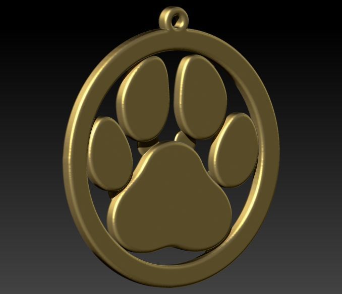 Dog Paw Print Pendant Hollow Footprint Necklace Memorial Jewelry 3D print model_7