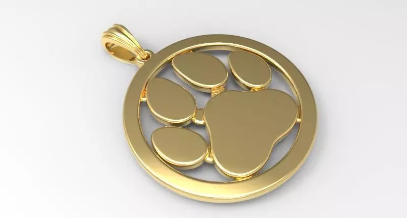 Dog Paw Print Pendant Hollow Footprint Necklace Memorial Jewelry 3D print model_0