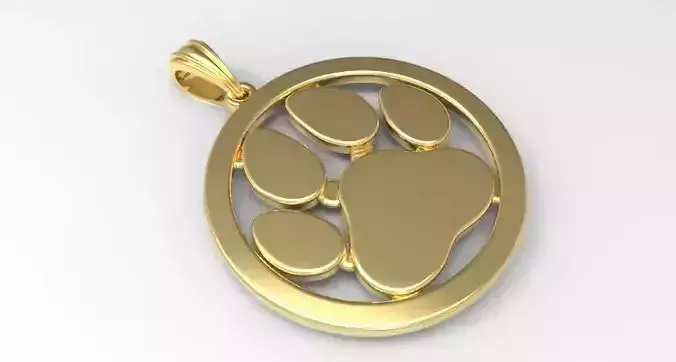 Dog Paw Print Pendant Hollow Footprint Necklace Memorial Jewelry 3D print model