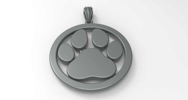 Dog Paw Print Pendant Hollow Footprint Necklace Memorial Jewelry 3D print model_29