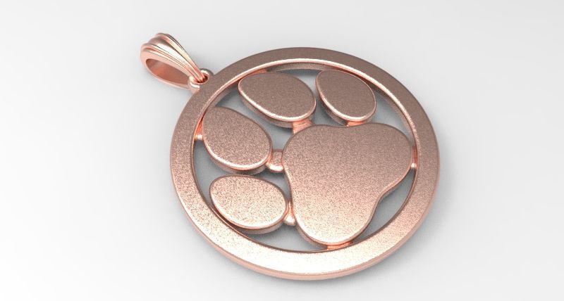 Dog Paw Print Pendant Hollow Footprint Necklace Memorial Jewelry 3D print model_5