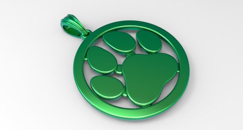 Dog Paw Print Pendant Hollow Footprint Necklace Memorial Jewelry 3D print model_10