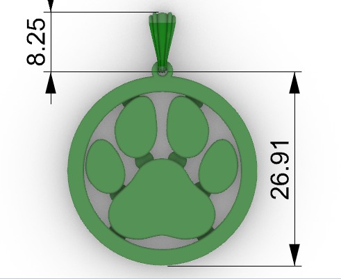 Dog Paw Print Pendant Hollow Footprint Necklace Memorial Jewelry 3D print model_19