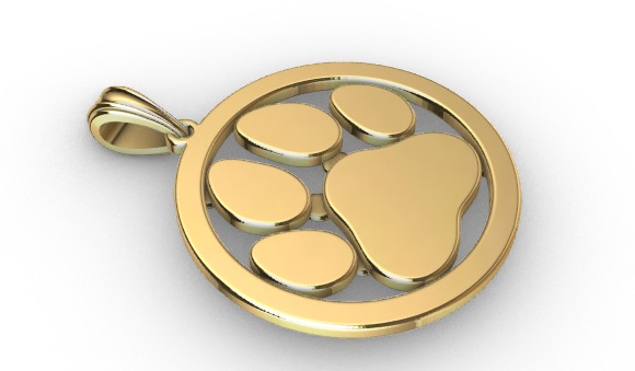 Dog Paw Print Pendant Hollow Footprint Necklace Memorial Jewelry 3D print model_2