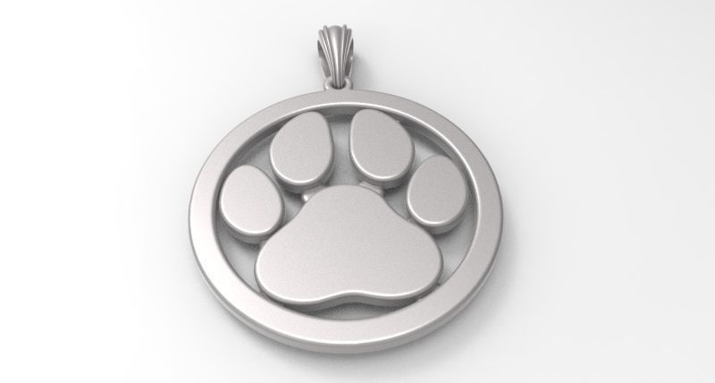 Dog Paw Print Pendant Hollow Footprint Necklace Memorial Jewelry 3D print model_28