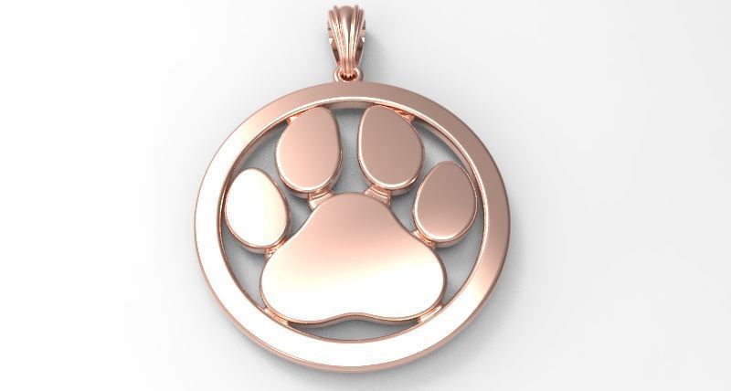 Dog Paw Print Pendant Hollow Footprint Necklace Memorial Jewelry 3D print model_15