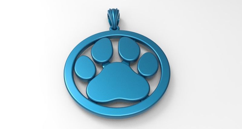 Dog Paw Print Pendant Hollow Footprint Necklace Memorial Jewelry 3D print model_30