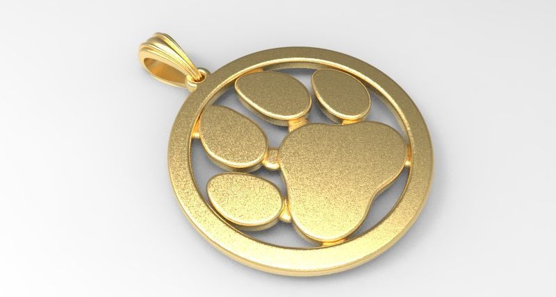 Dog Paw Print Pendant Hollow Footprint Necklace Memorial Jewelry 3D print model_6