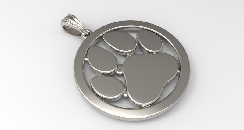 Dog Paw Print Pendant Hollow Footprint Necklace Memorial Jewelry 3D print model_1