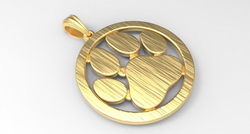 Dog Paw Print Pendant Hollow Footprint Necklace Memorial Jewelry 3D print model_8