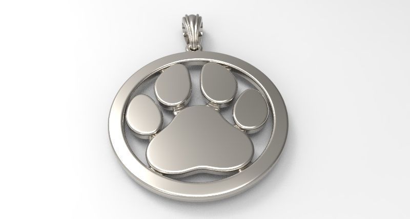 Dog Paw Print Pendant Hollow Footprint Necklace Memorial Jewelry 3D print model_27