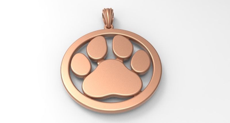 Dog Paw Print Pendant Hollow Footprint Necklace Memorial Jewelry 3D print model_26