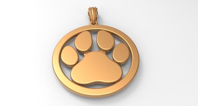 Dog Paw Print Pendant Hollow Footprint Necklace Memorial Jewelry 3D print model_25