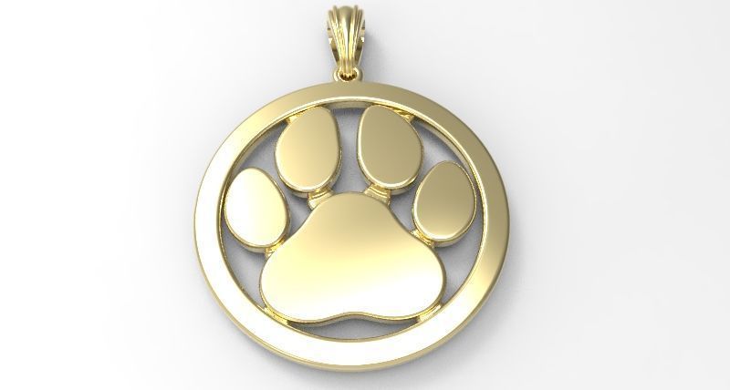 Dog Paw Print Pendant Hollow Footprint Necklace Memorial Jewelry 3D print model_14