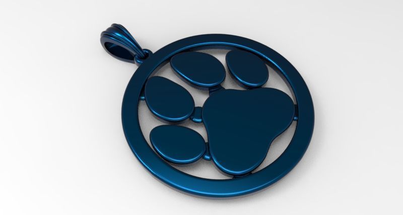 Dog Paw Print Pendant Hollow Footprint Necklace Memorial Jewelry 3D print model_11