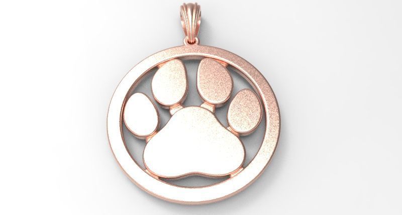 Dog Paw Print Pendant Hollow Footprint Necklace Memorial Jewelry 3D print model_22