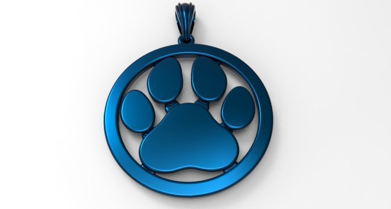 Dog Paw Print Pendant Hollow Footprint Necklace Memorial Jewelry 3D print model_12