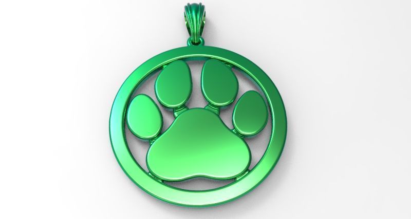 Dog Paw Print Pendant Hollow Footprint Necklace Memorial Jewelry 3D print model_13