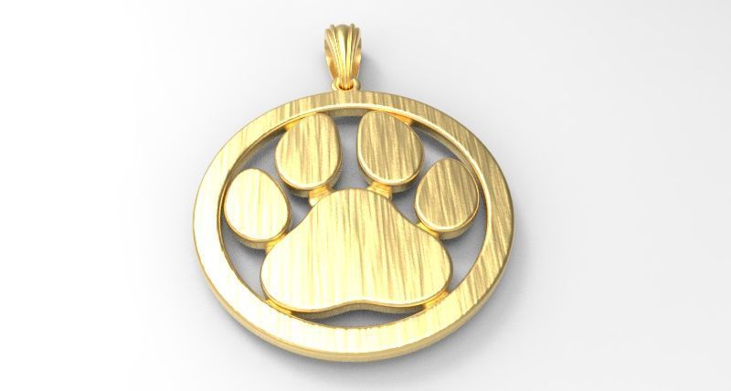 Dog Paw Print Pendant Hollow Footprint Necklace Memorial Jewelry 3D print model_23