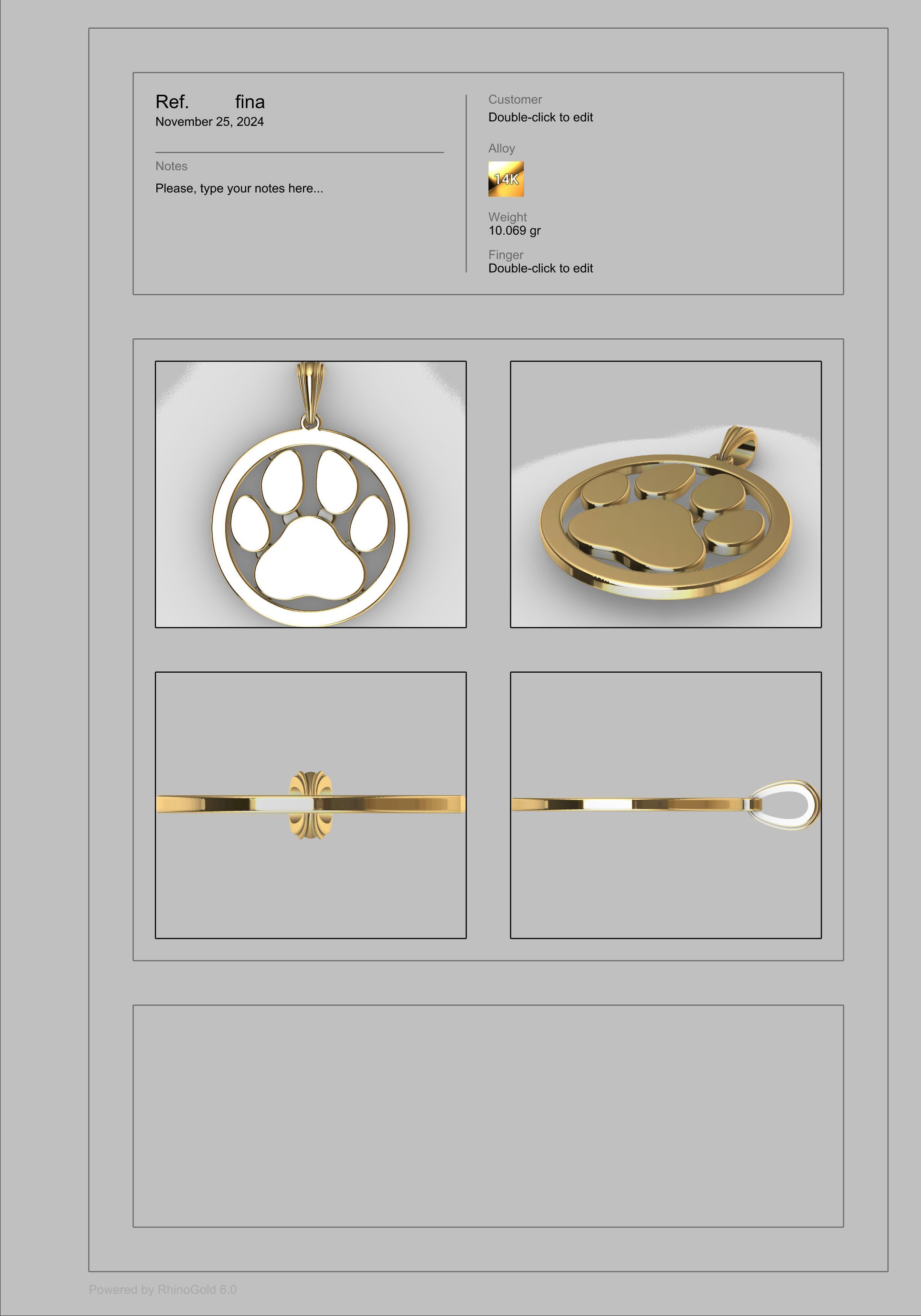 Dog Paw Print Pendant Hollow Footprint Necklace Memorial Jewelry 3D print model_21