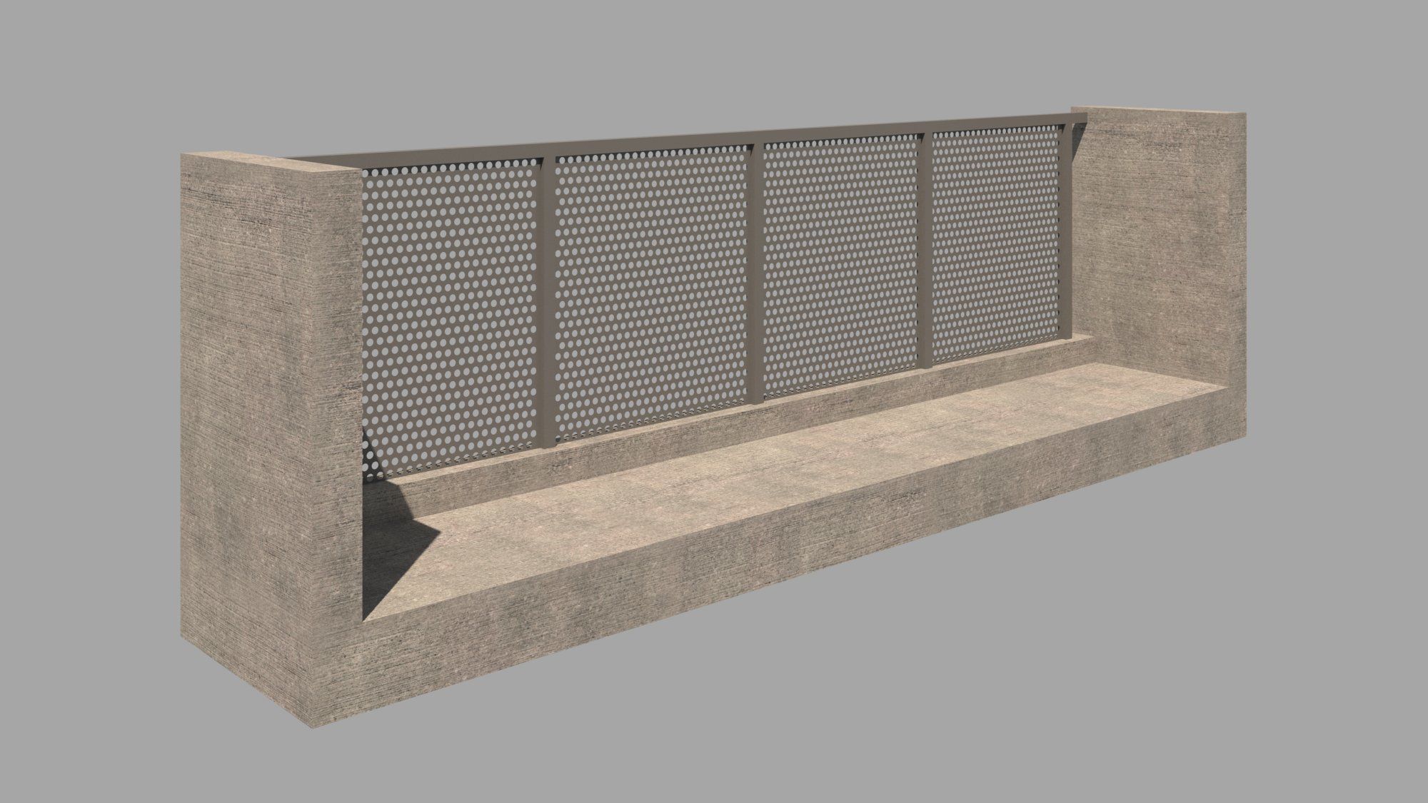 Metal Perforated Railing Free 3D model_2