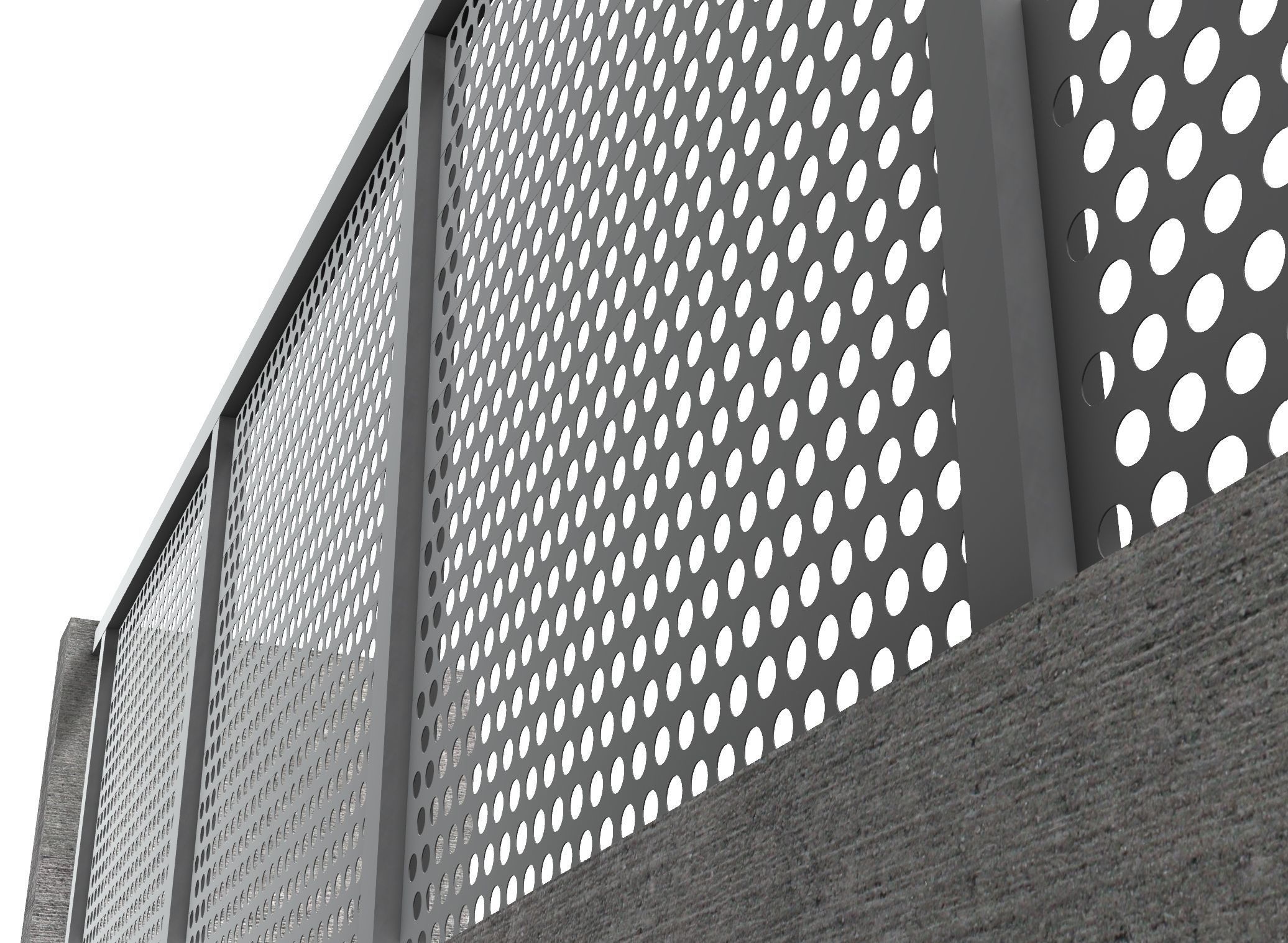 Metal Perforated Railing Free 3D model_1