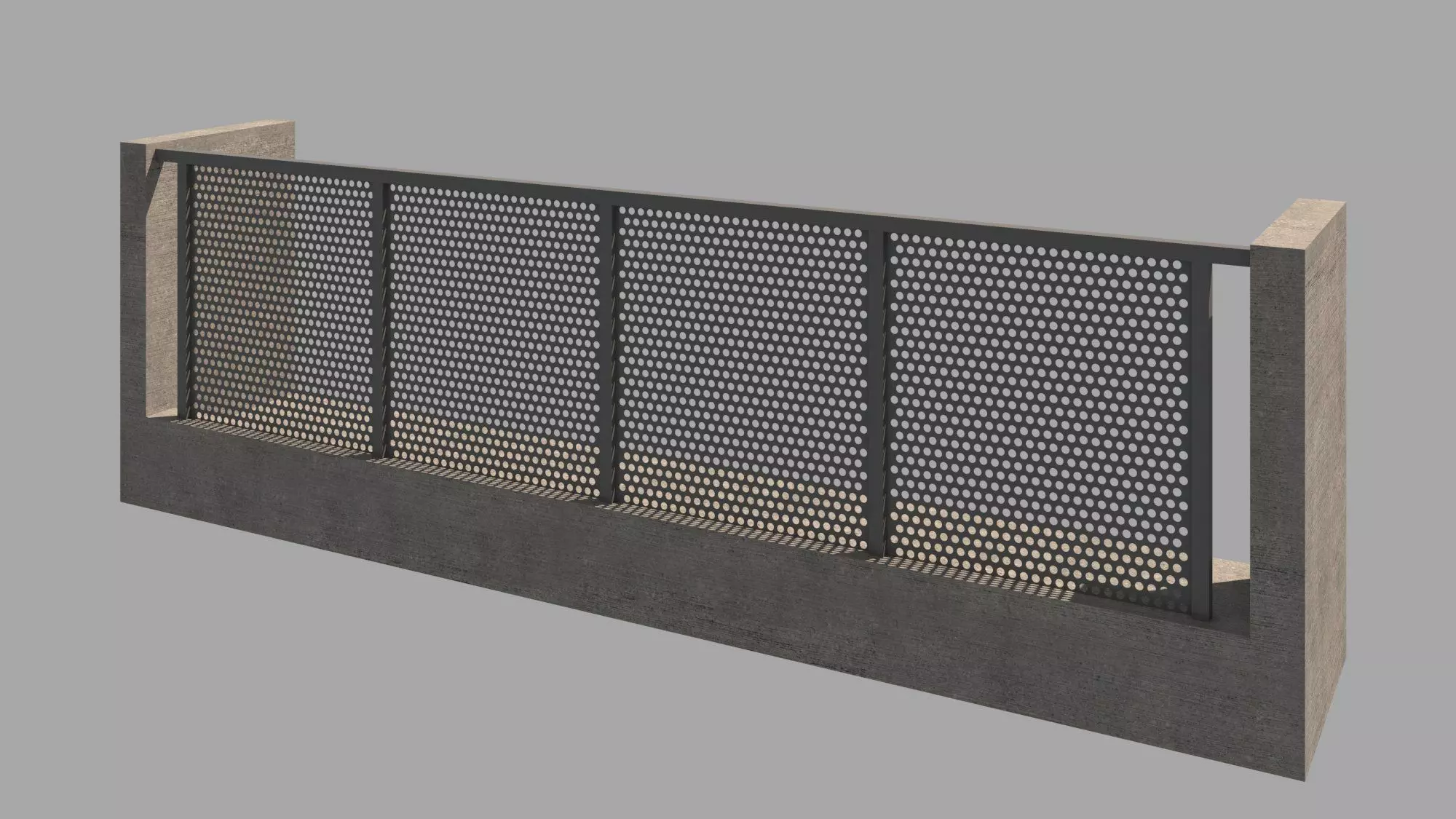 Metal Perforated Railing Free 3D model_0