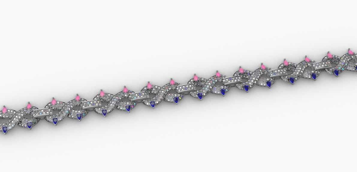 hiphop bracelet chain 3D print model_15