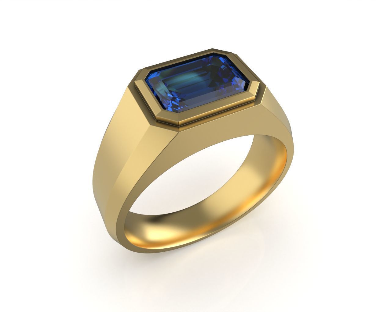 Mens Engagement Ring Emerald cut Diamond 3D print model_7