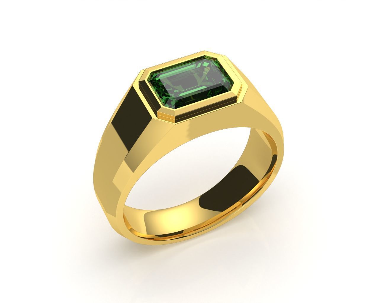 Mens Engagement Ring Emerald cut Diamond 3D print model_9
