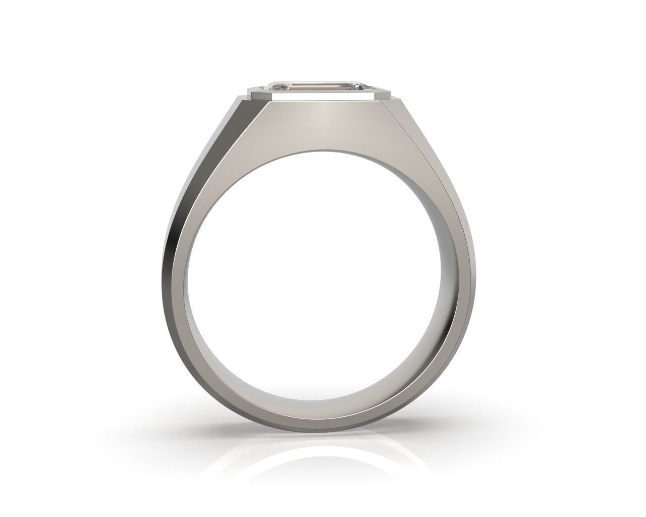 Mens Engagement Ring Emerald cut Diamond 3D print model_2