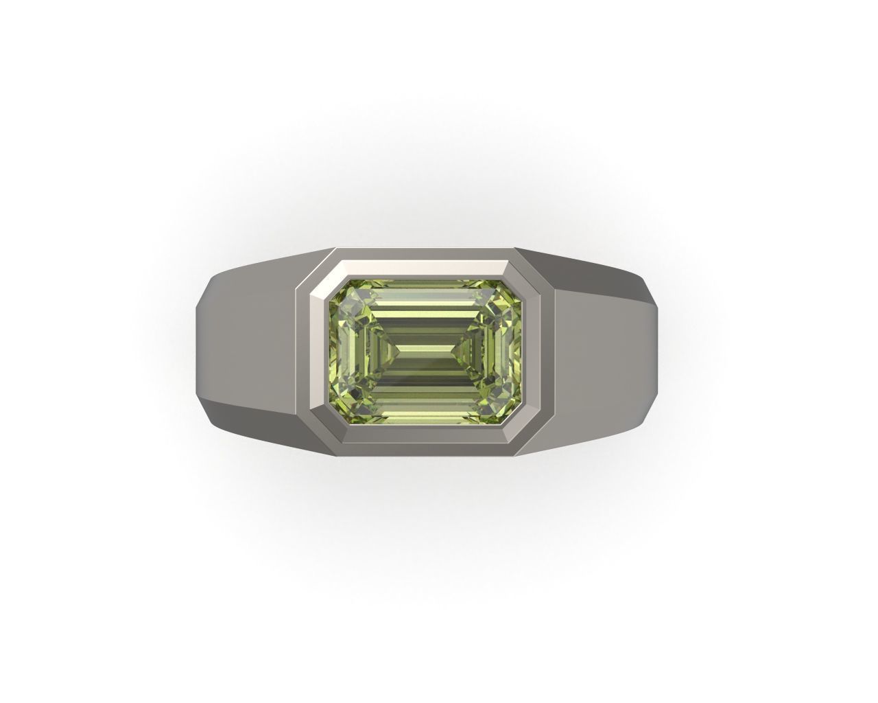 Mens Engagement Ring Emerald cut Diamond 3D print model_6