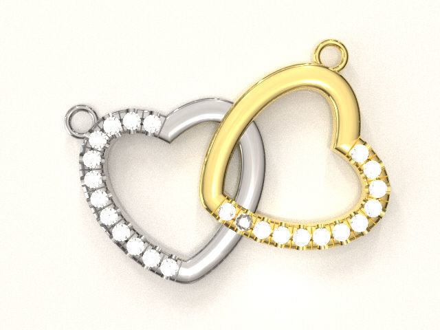 Interlocking Hearts Pendant  Free 3D model_2
