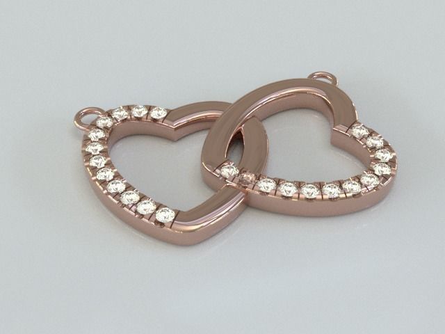 Interlocking Hearts Pendant  Free 3D model_3