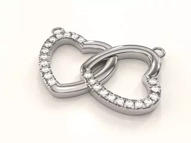 Interlocking Hearts Pendant  Free 3D model_0