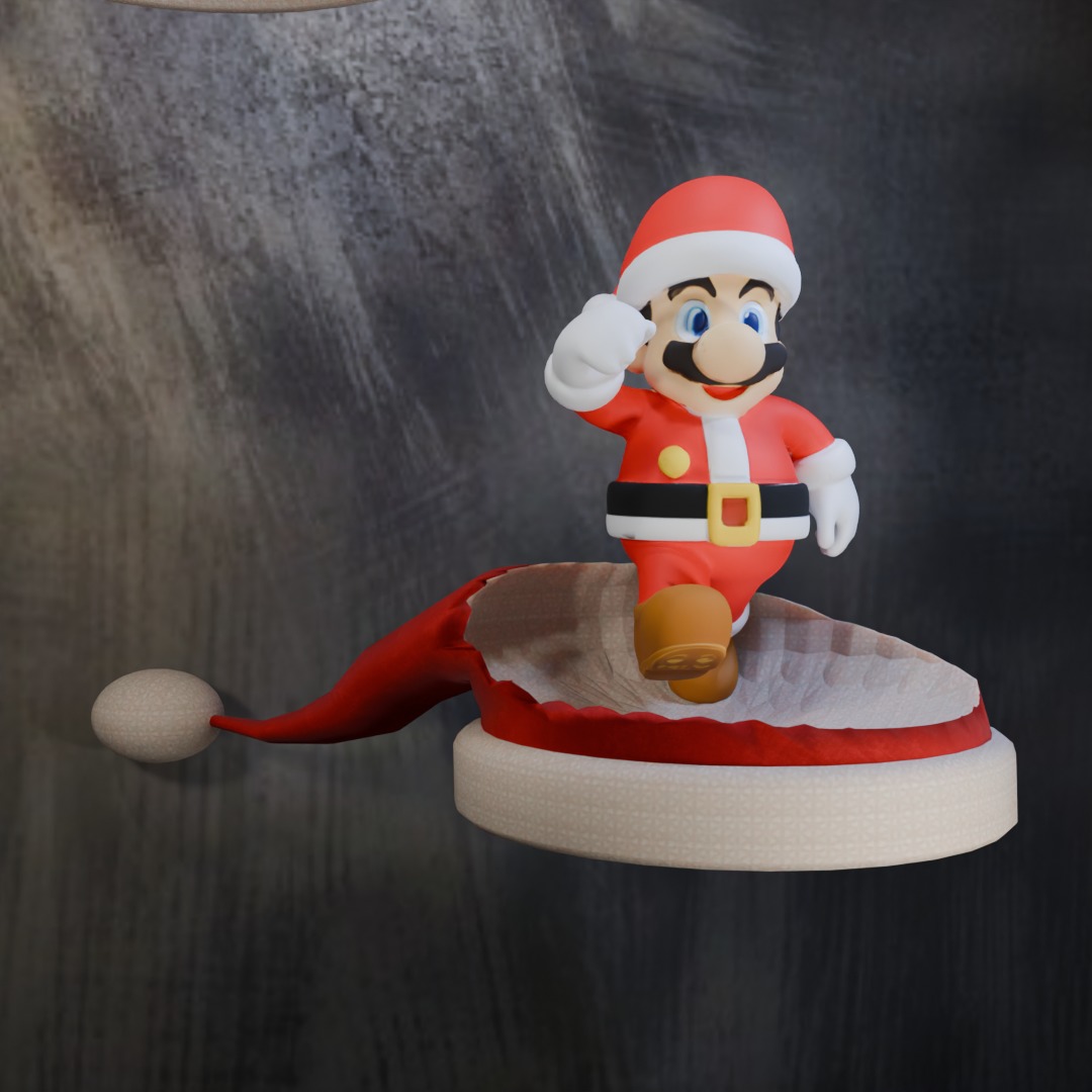 Mario Cristhmas xmas santa hat 3D print model_1