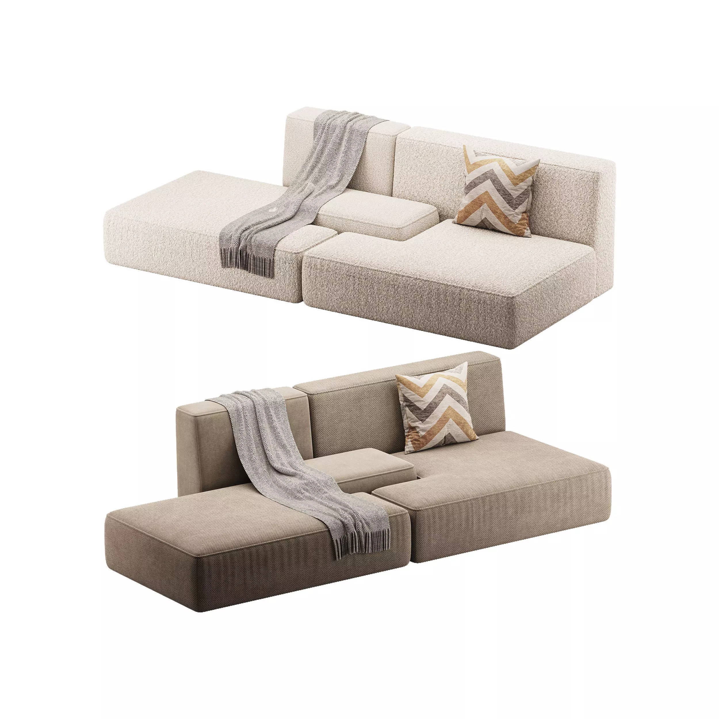 Double sofa Face with armrest black 3D model_0
