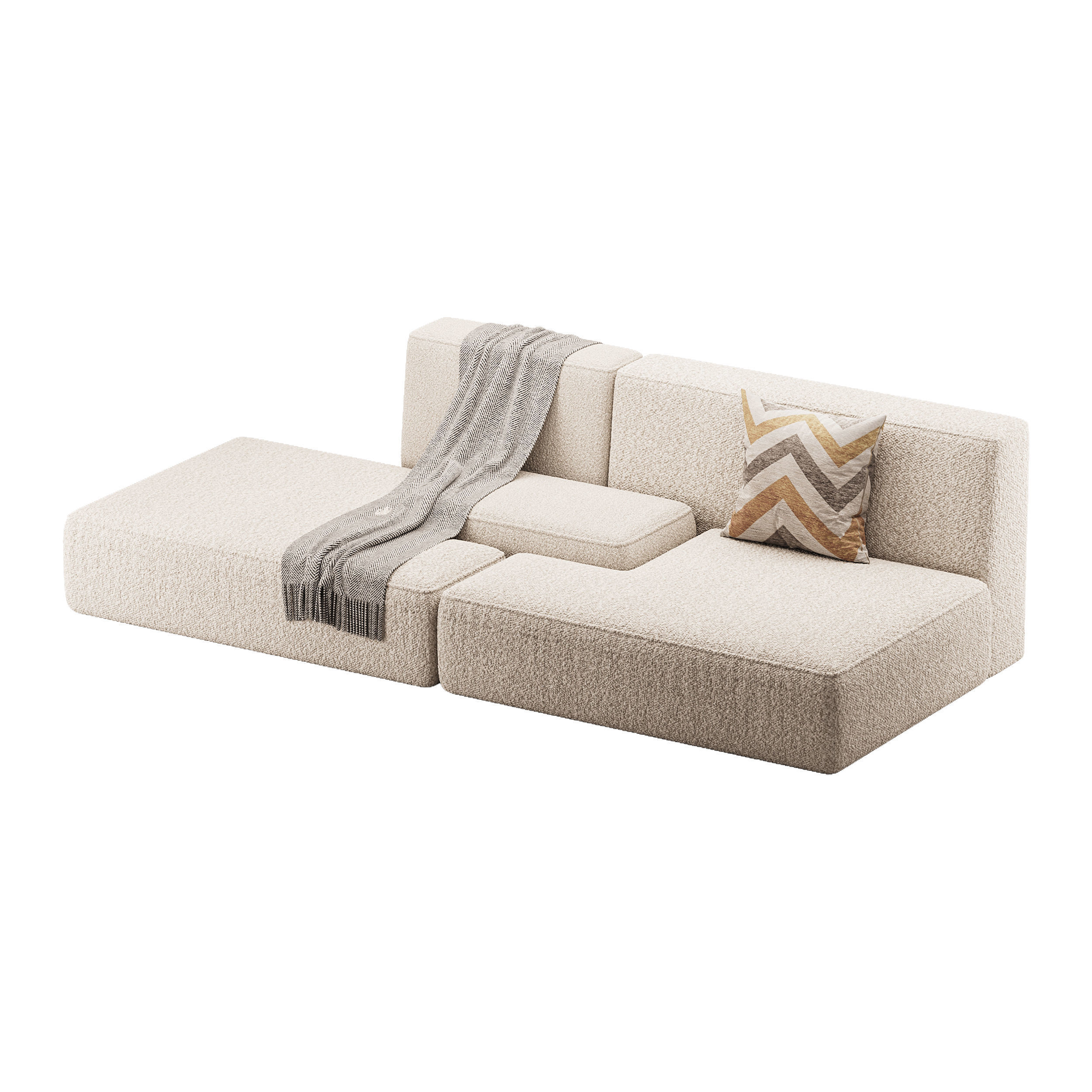 Double sofa Face with armrest black 3D model_6