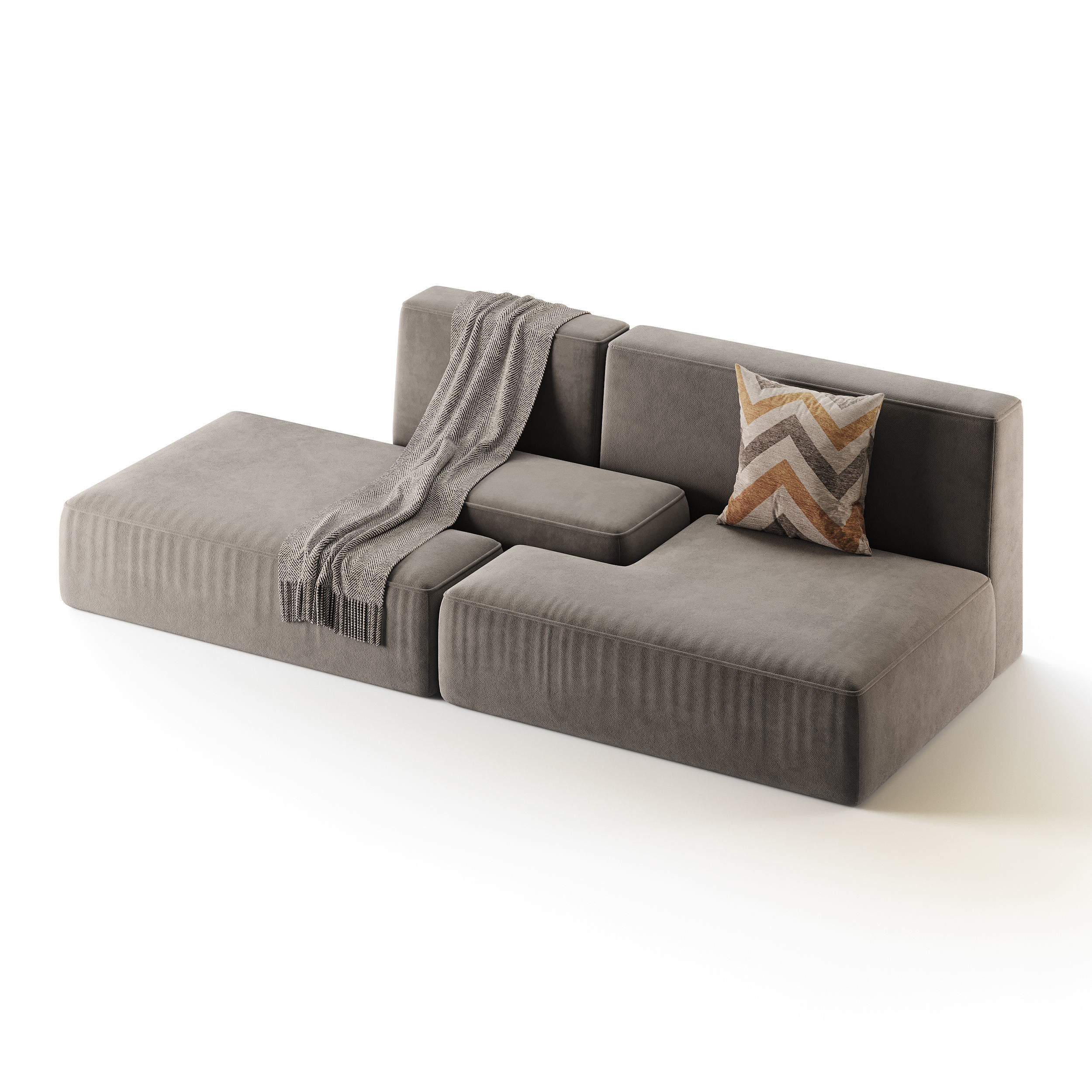 Double sofa Face with armrest black 3D model_4