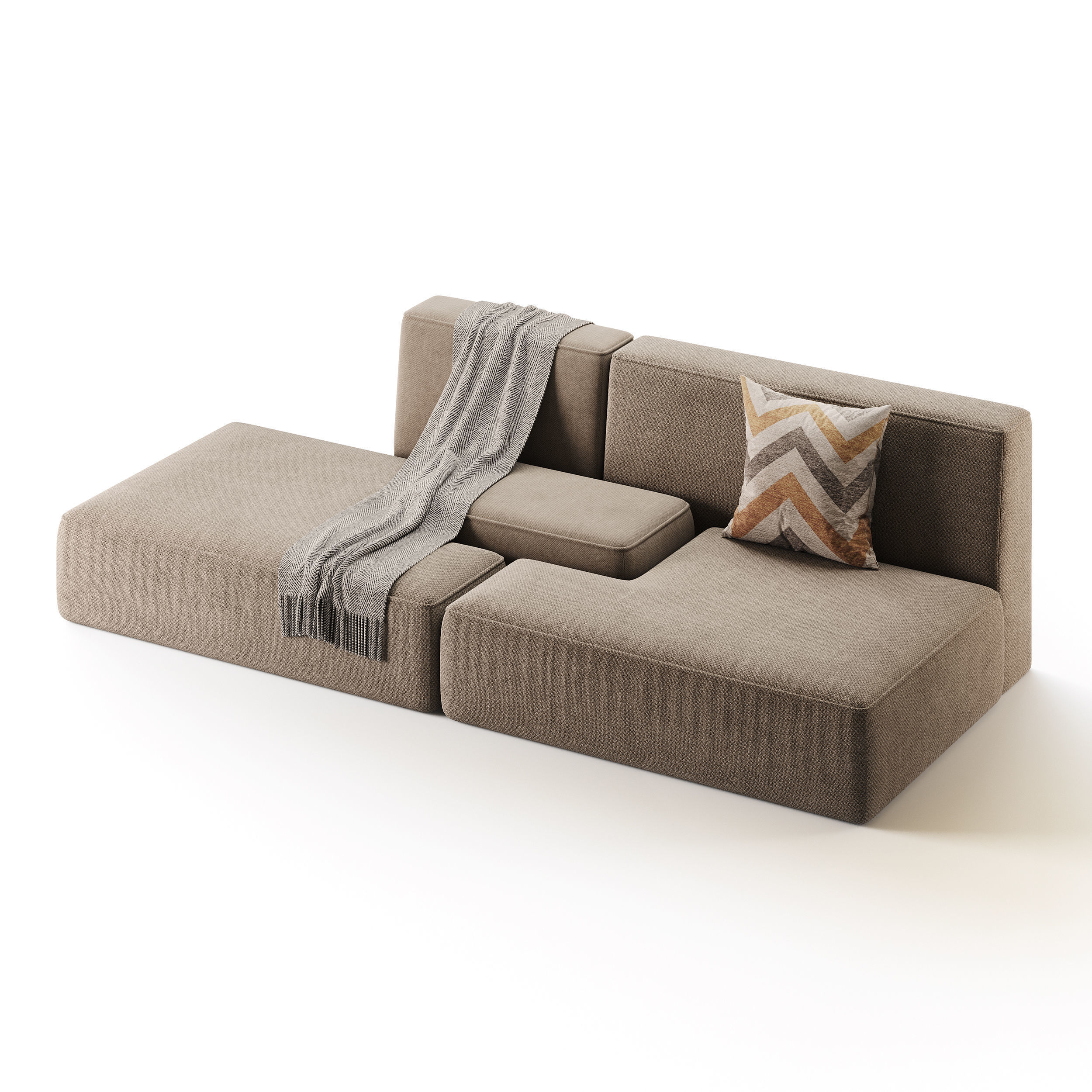 Double sofa Face with armrest black 3D model_11