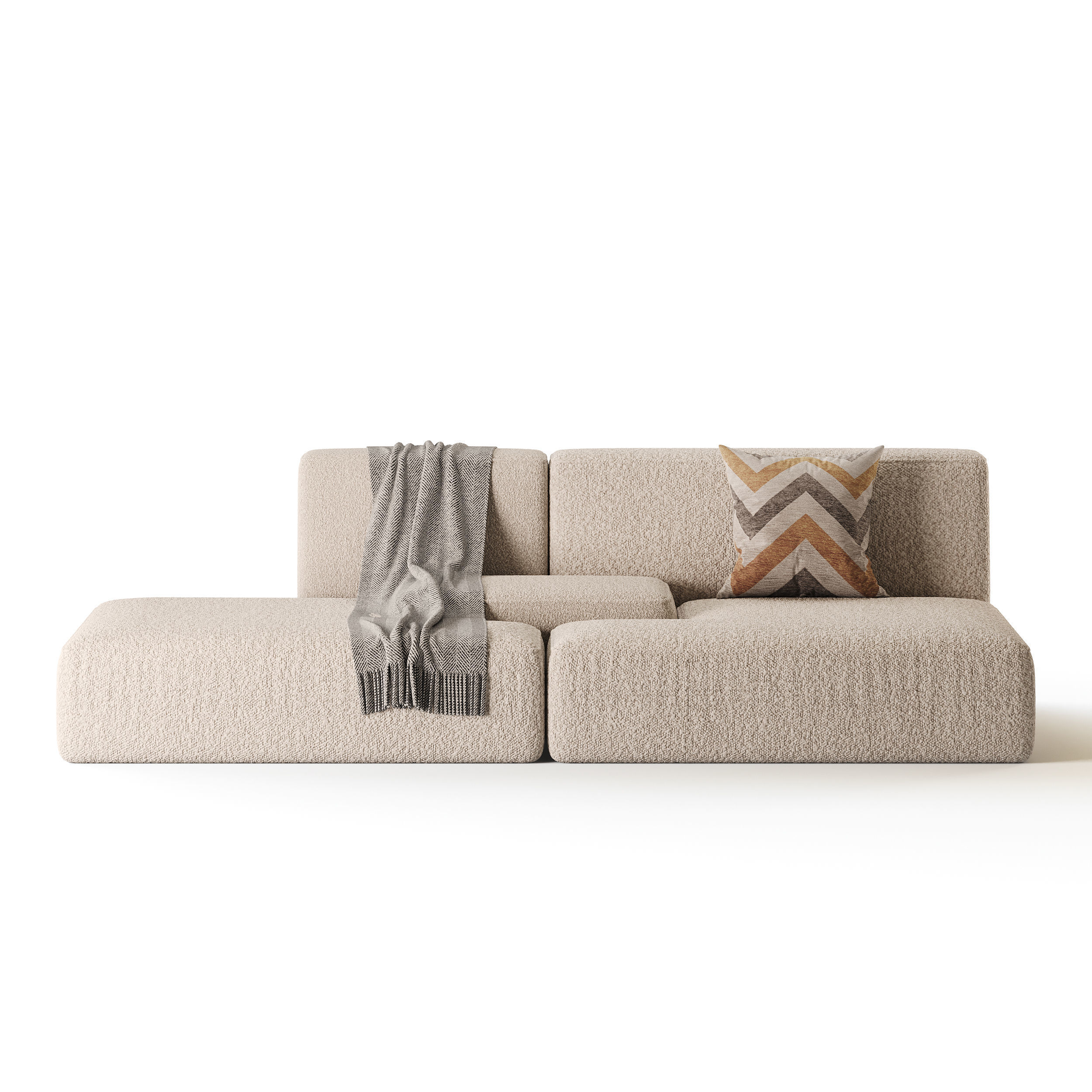 Double sofa Face with armrest black 3D model_3