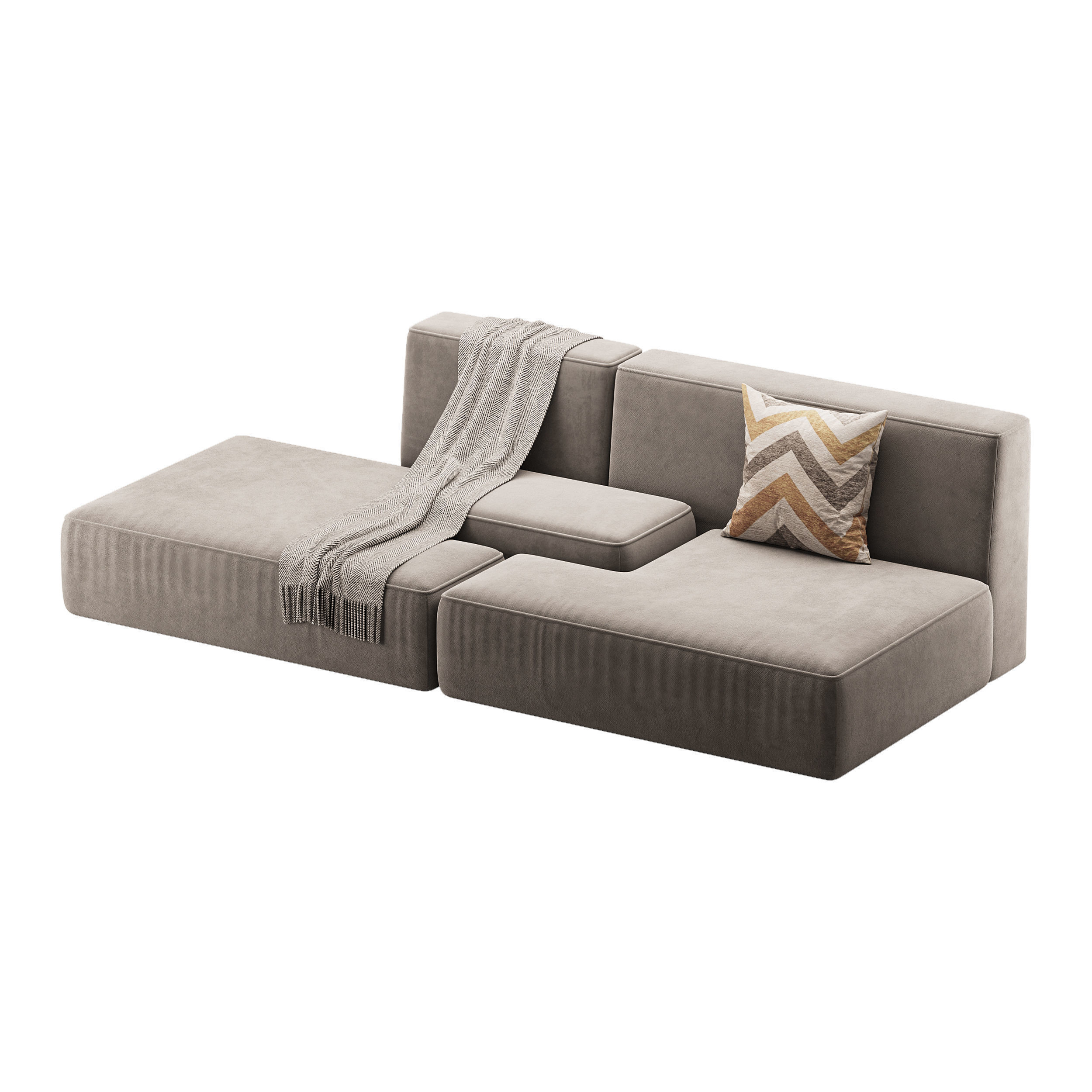 Double sofa Face with armrest black 3D model_9