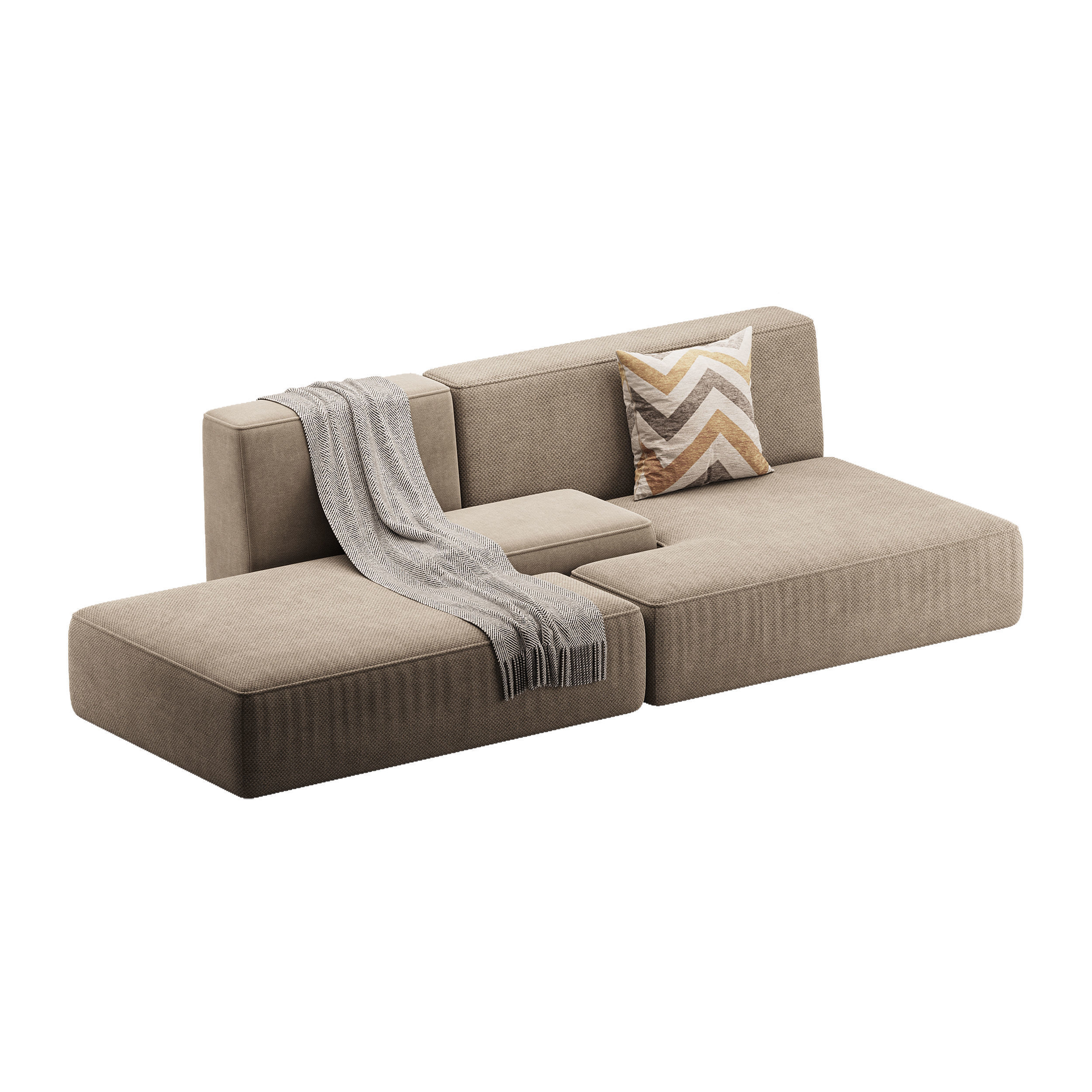 Double sofa Face with armrest black 3D model_7