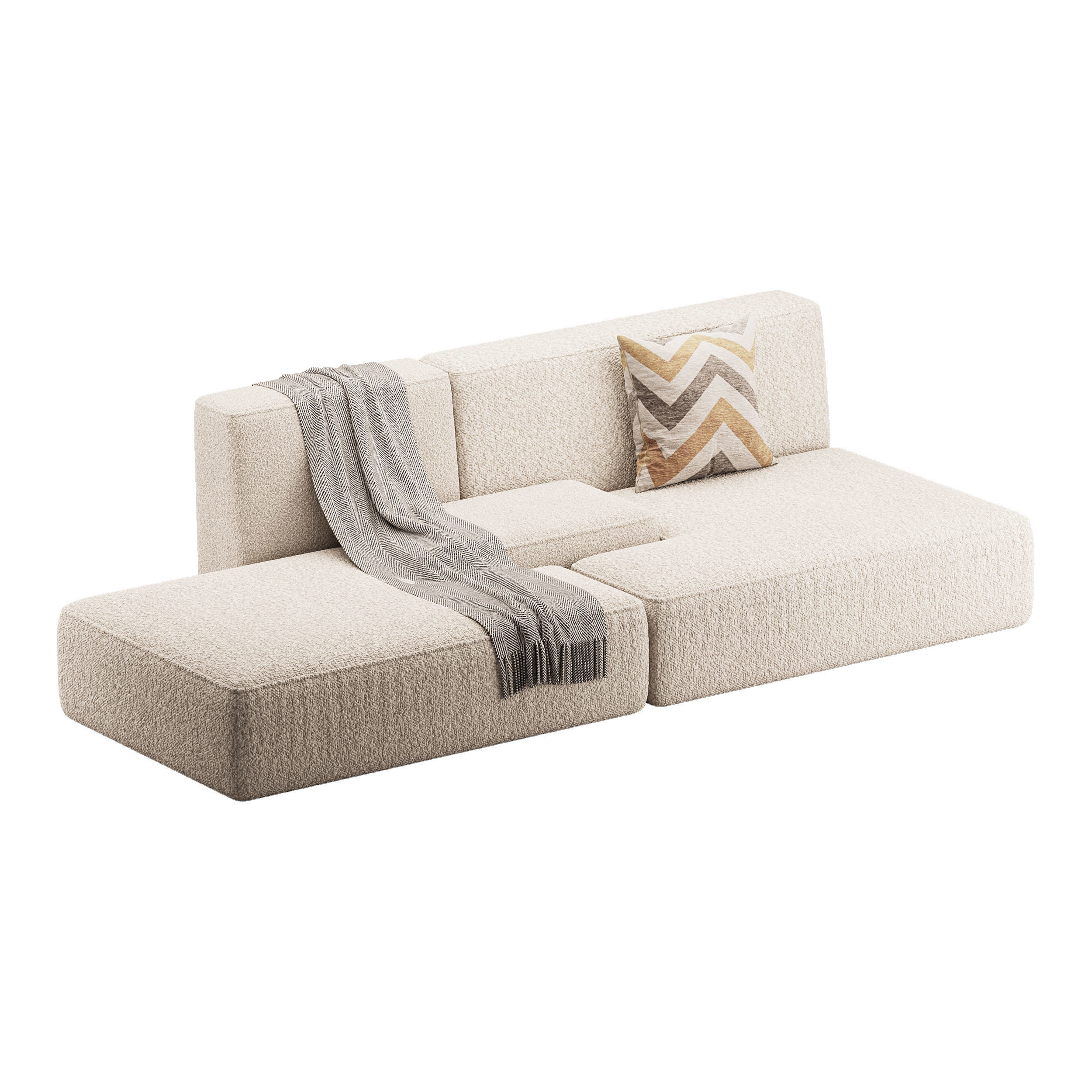 Double sofa Face with armrest black 3D model_8