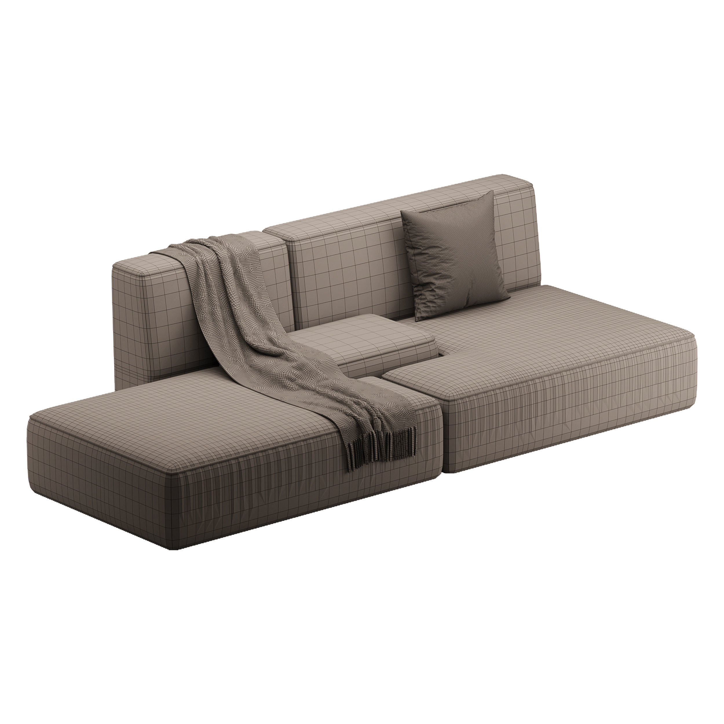 Double sofa Face with armrest black 3D model_13