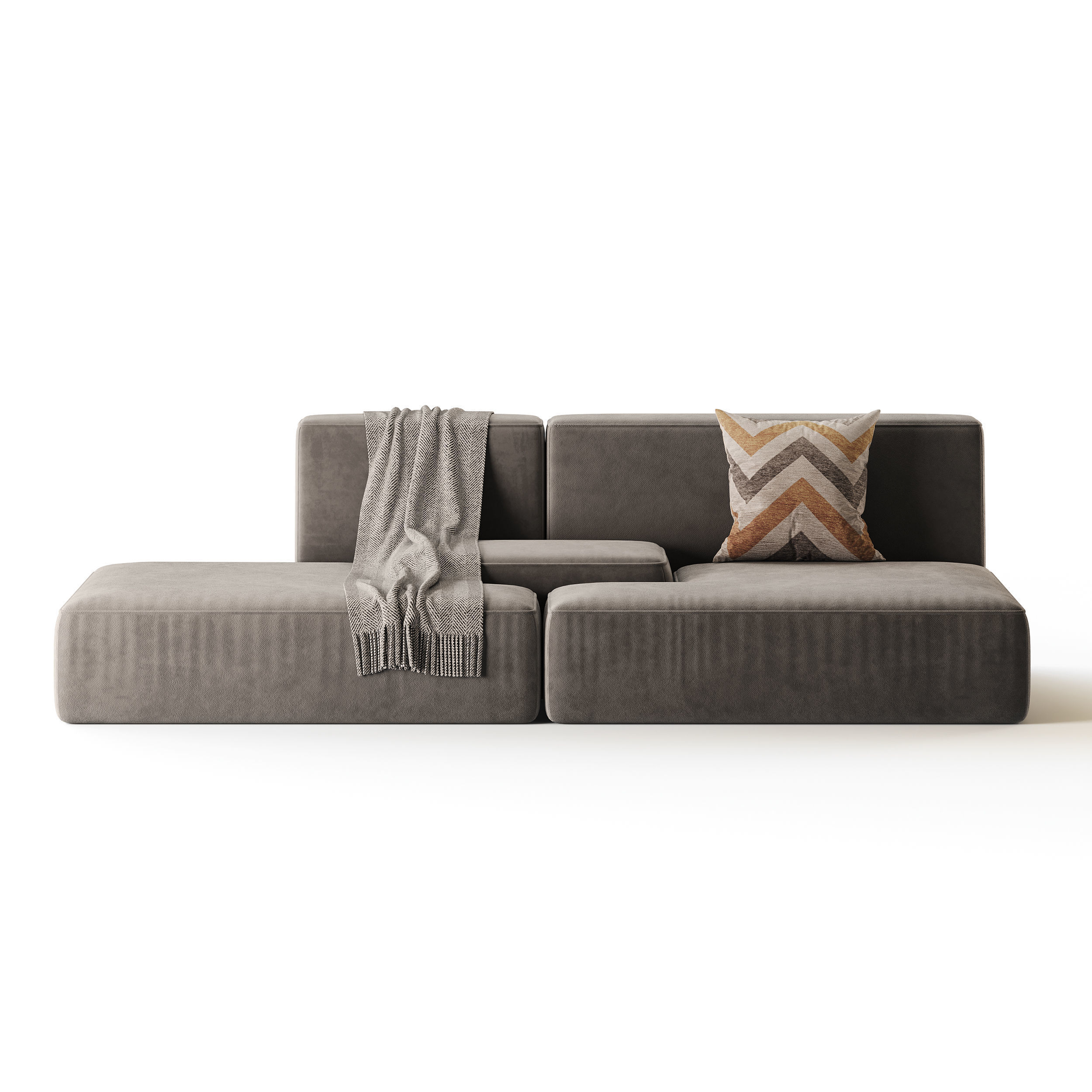 Double sofa Face with armrest black 3D model_5