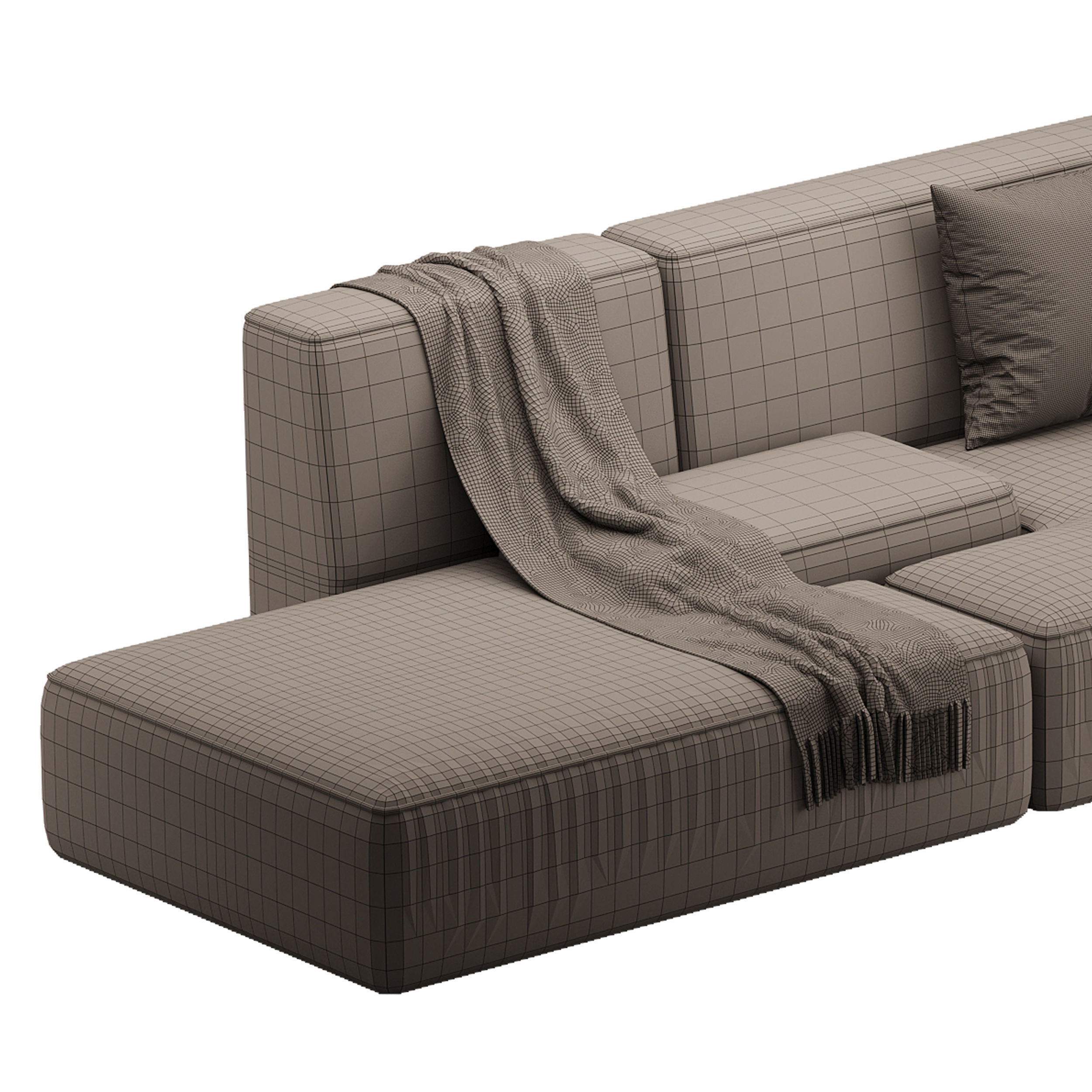 Double sofa Face with armrest black 3D model_14