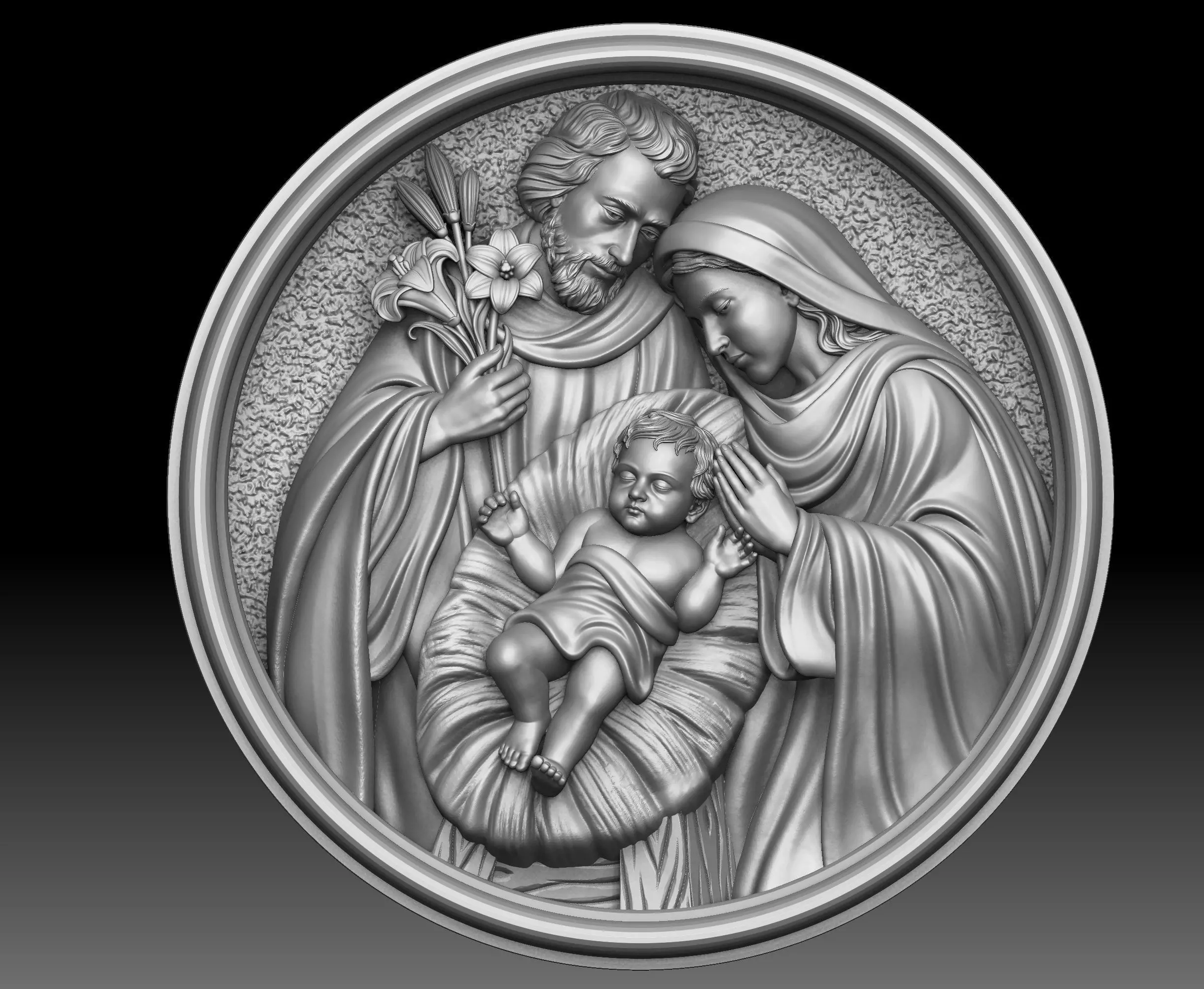 Holy Family Pendant 3D print model_0
